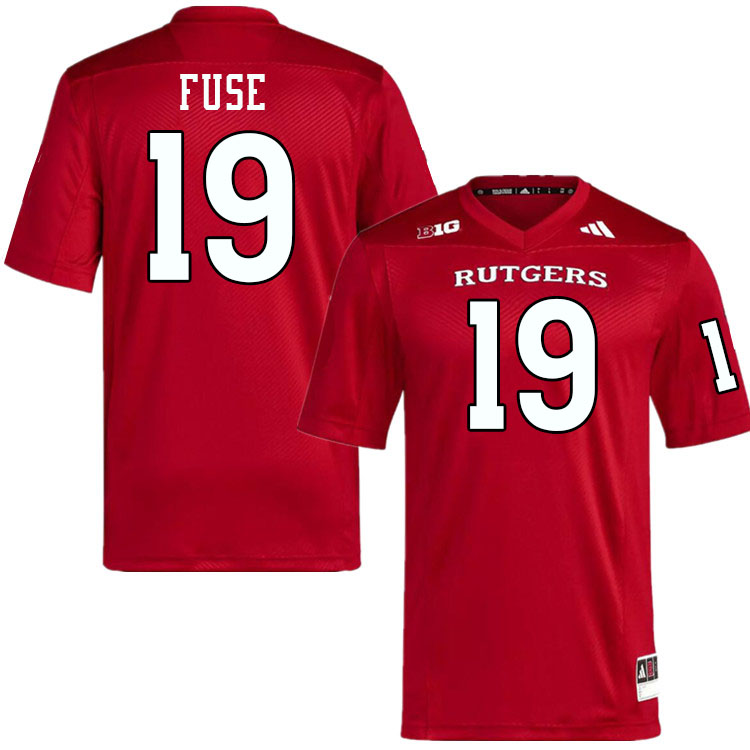 Men #19 Davoun Fuse Rutgers Scarlet Knights 2024 College Football Jerseys Stitched-Scarlet